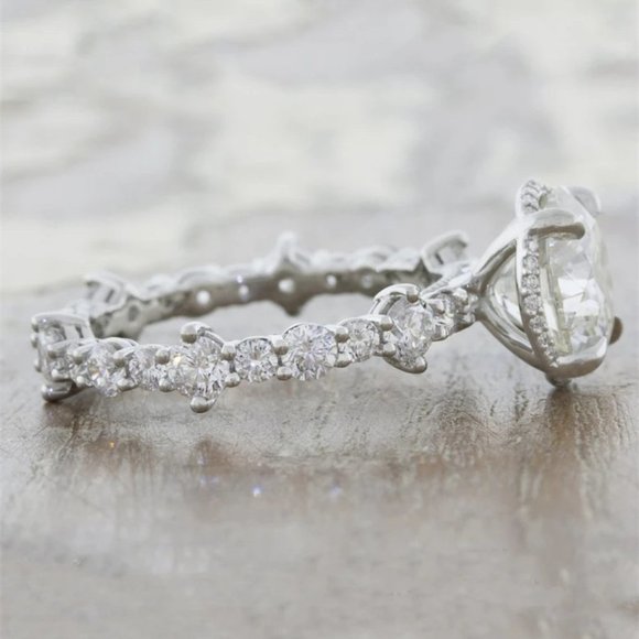 💞Dainty Pave Pure Shiny Gemstone Silver Wedding Rings for Women, MARR9052 - Picture 4 of 5